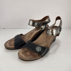 Taos Festival Women's Casual Black/Pewter Slingback Sandals Size 38 (7)